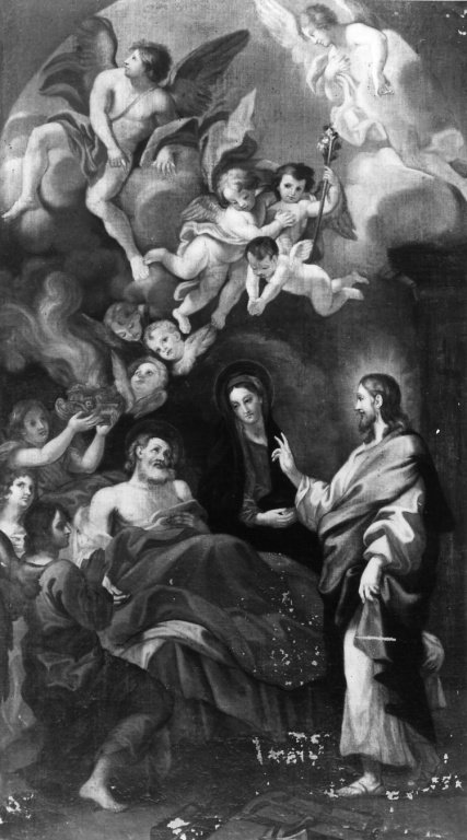 Cristo benedice San Giuseppe morente (dipinto) - ambito romano (sec. XVIII)